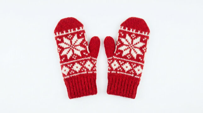 Cozy patterned woolen socks resting on a clean white surface