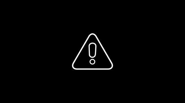 warning sign animation: red exclamation mark in triangle on black background, caution alert and motion graphics of danger icon On Black Background 4k video