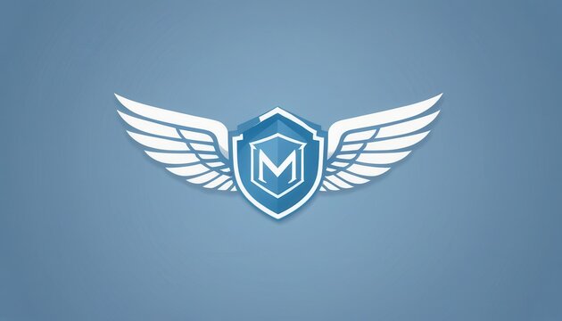 Modern digital emblem with shield and wing design for logo or badge use