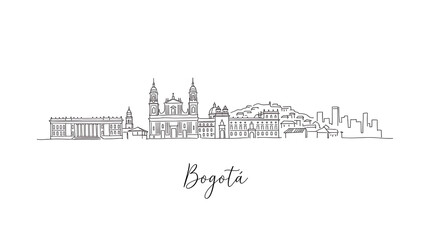 Fototapeta premium Minimalist Line Drawing Illustration Showcasing the Iconic Bogot? Skyline Featuring Historic Landmarks and Modern Structures