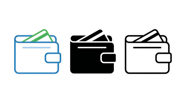 Three wallet icons with different styles