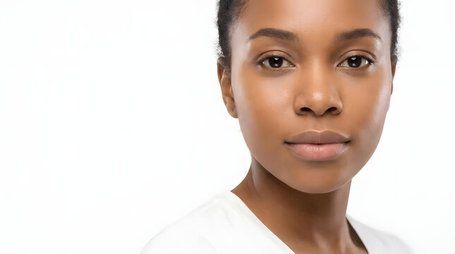 Photorealistic close-up portrait of a pure and luminous female beauty model