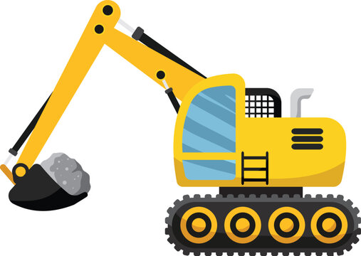 Hydraulic Excavator with Extended Arm and Rock Bucket