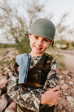 Boy in Army Halloween Costume
