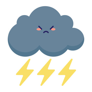 Angry Storm Cloud With Lightning Bolts Vector Character

