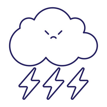 Angry Storm Cloud With Lightning Bolts Vector Character
