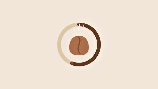 Animated coffee bean roasting process showing color transition with circular progress indicator