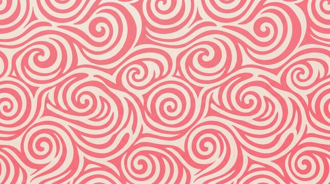 Coral swirl pattern with textured background creates a retro aesthetic