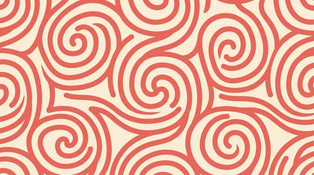 Coral swirl pattern features repeating spiral motifs on a beige background