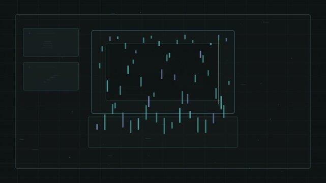 Forensic media signal analysis over black background seamless loop