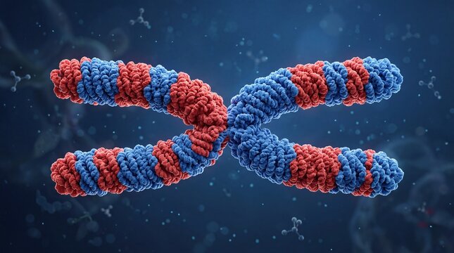 Meiosis cell division represented by 3d chromosome model