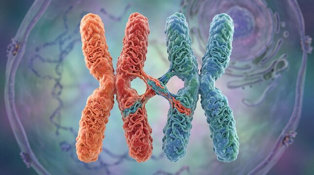 Meiosis process showing chromosomal crossing over and recombination