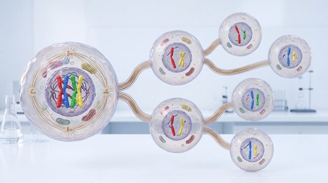 Scientific diagram showing stages of meiosis cell division