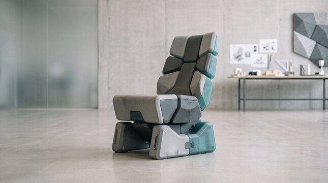 Modular Magnetic Chair with Detachable Components and Futuristic Design