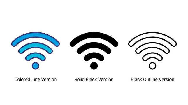 Modern wifi signal icons in different styles