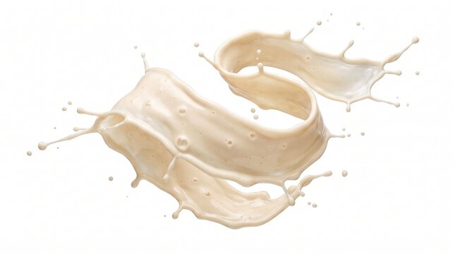 Creamy liquid splash against a white background dynamic fluid motion