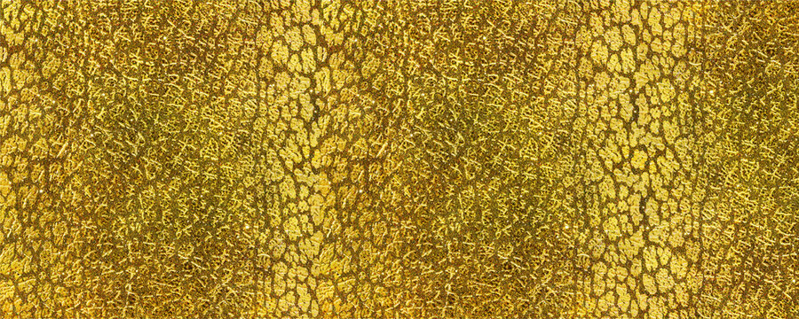 Antique gold foil texture background with distressed dark cracked pattern for vintage oriental packaging design and rustic luxury backdrop copy space