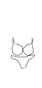 Minimalist line art illustration of a matching bra and panties lingerie set on transparent background 