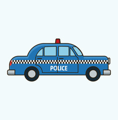 Blue police car vector illustration in flat vintage style isolated on white background © Uqi vxv