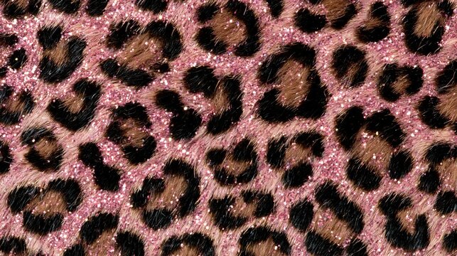 pink glitter leopard print seamless pattern