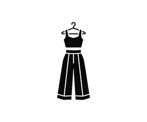 Fototapeta premium Jumpsuit Overall Dress On Hanger Clothes Vector Icon