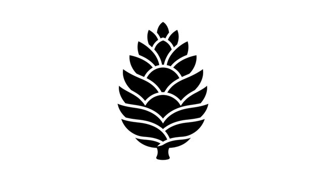 Minimalist black pine cone icon isolated on white background
