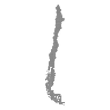 Chile Halftone Dotted Map Silhouette Vector Illustration