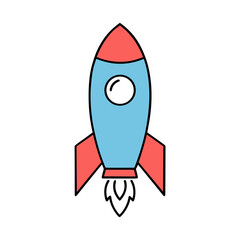 Cartoon rocket ship with flames © yani