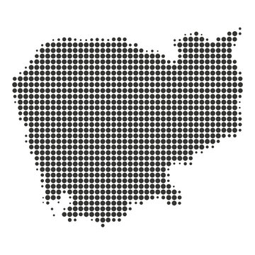 Cambodia Map Halftone Dot Pattern Vector Illustration