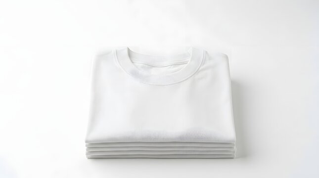 White T Shirt Folded on White Surface