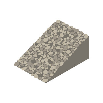 Isometric Sloping Stone Embankment Illustration for Landscape Architectural Design