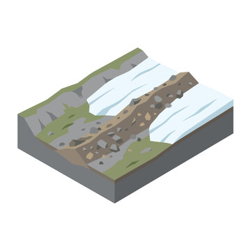 Isometric Cross Section View Illustrating a Glacial Moraine Landscape Formation