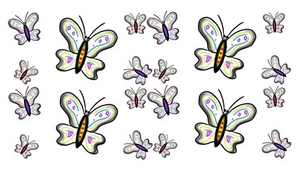 Colorful Hand-Drawn Butterfly Illustration on White Background © Willy