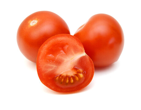 Ripe tomatoes isolated on white background 