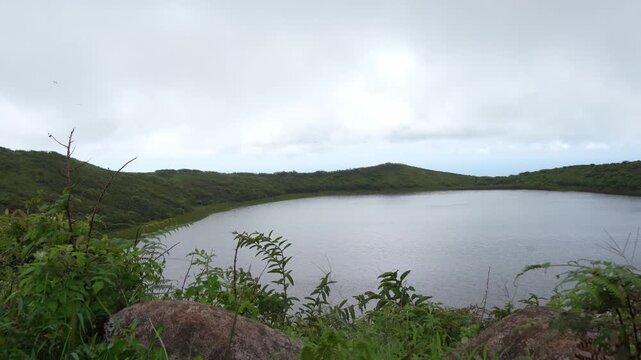 El Junco Freshwater Lagoon in a Volcanic Crater, Galapagos Islands, Ecuador