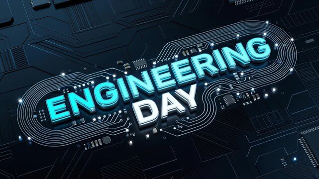 Engineering Day Typography with Futuristic Technical Background
