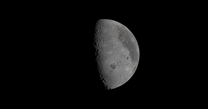 Rotating Moon Full Cycle 4K Video &ndash; Detailed Lunar Surface in Deep Space
