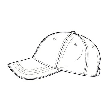 A black and white drawing of a baseball cap