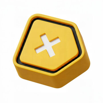 3D yellow cancel close button icon