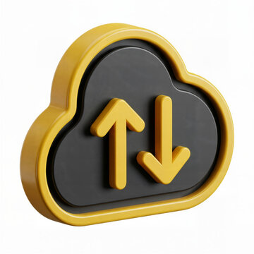 Cloud computing data transfer 3D icon