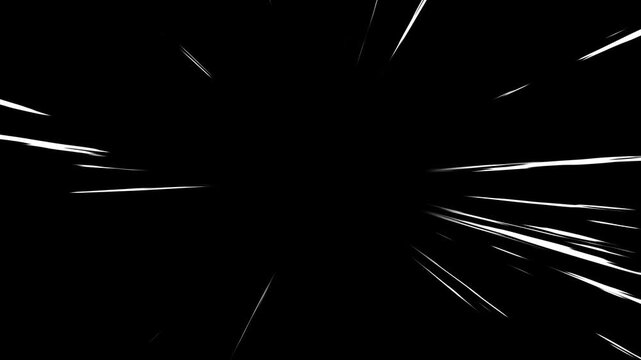Radial anime action speed lines effect on transparent background seamless loop