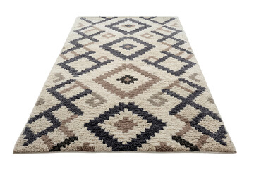 Beige geometric patterned rectangular area rug