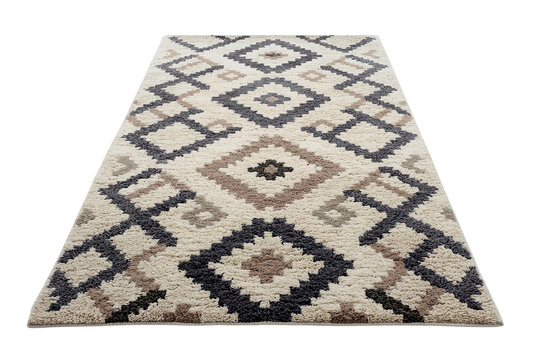 Beige geometric patterned rectangular area rug