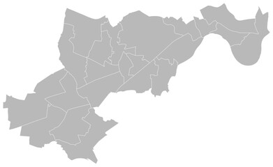 Obraz premium Hounslow, London, United Kingdom – administrative vector map with ward boundaries (Web Mercator projection, PPT-compatible & fully editable)
