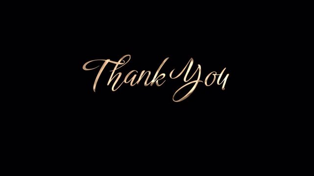 Elegant gold cursive Thank You For Watching text animation on black background for video endings with alpha channel and vfx effects for professional cinematic projects