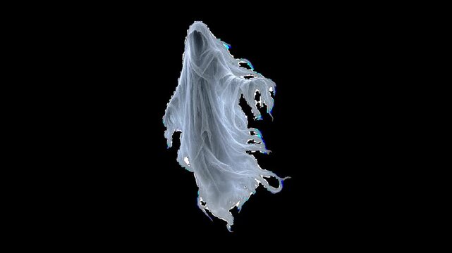 Faceless Hooded Wraith Ghost Seamless Loop on Transparent Background