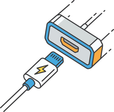 Charging Cable Vector Icon for Device Adapter