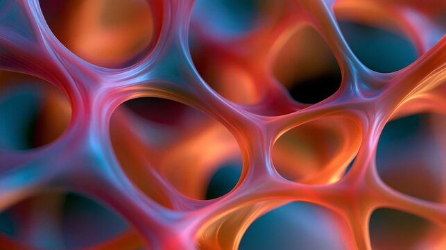 vibrant glowing voronoi web pattern on luminous background