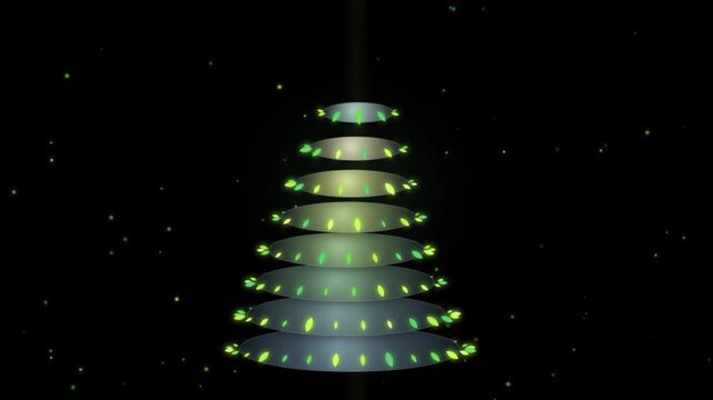 Abstract glowing christmas tree made of stacked discs