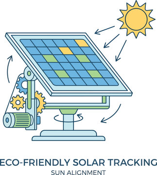 Solar Panel Tracking System with Motor Vector Art